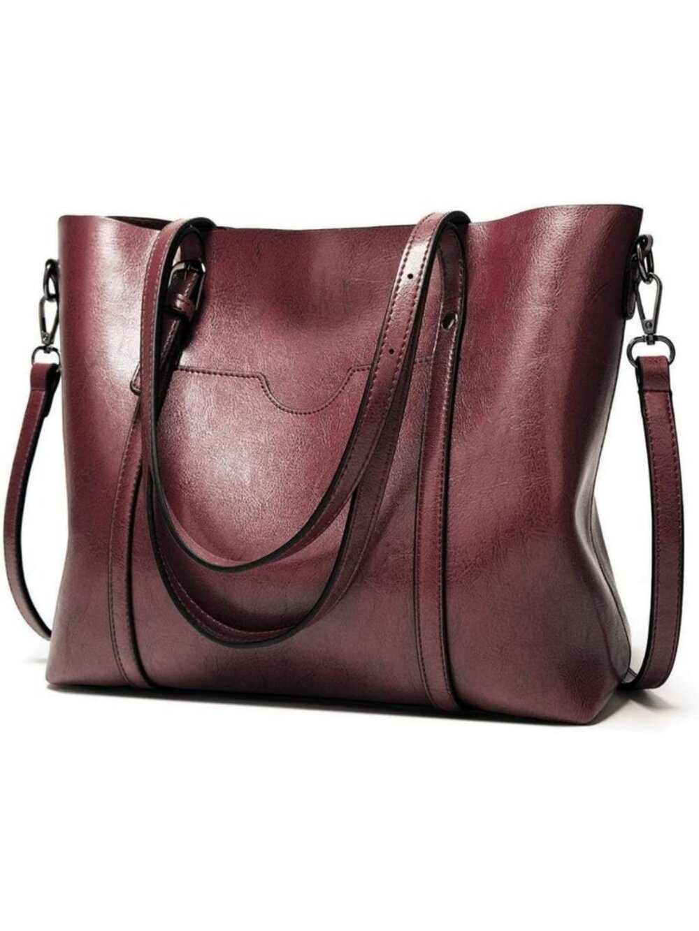 Stylish Large Faux Leather Tote Bag for Women - Zipper Shoulder Purse, Versatile
